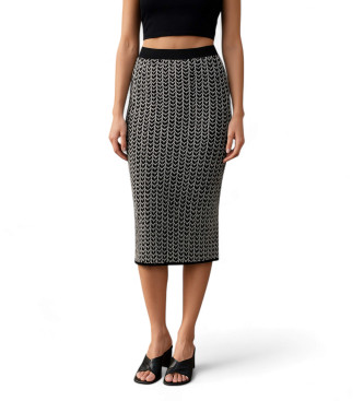 Michael Kors para mujer. MT570J8HQG Falda Jacquard Midi negro (L), Casual, Viscosa