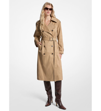 Michael Kors para mujer. 77A6993M71 Gabardina de mezcla de algodón con cinturón marrón (M), Casual