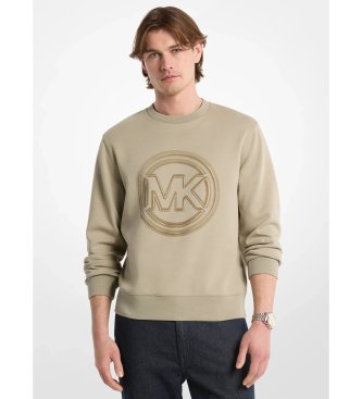 Michael Kors Sudadera de mezcla de algodón con logotipo y cuello redondo beige