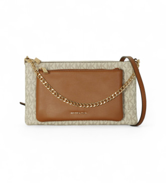 Michael Kors para mujer. 32F5GJ6C8B Bolso bandolera monograma beige, marrón (OSFA), Casual, PVC