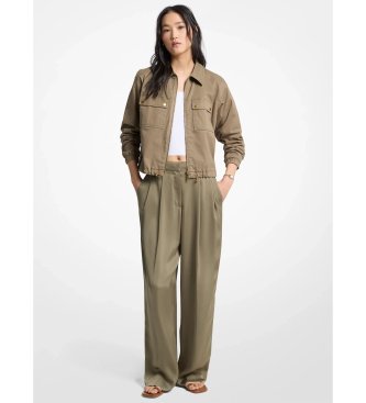Michael Kors Pantalón de satén drapeado de pierna ancha verde