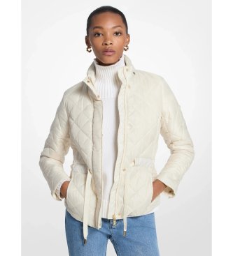 Michael Kors Chaqueta acolchada con cinturón blanco roto