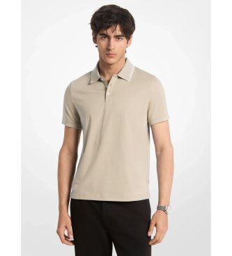 Michael Kors Polo de punto liso de algodón con ribete beige