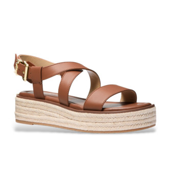 Michael Kors para mujer. 40S5LYFS1L Sandalias de Piel Lynn marrón (36), 3 a 5cm, Hebilla, Casual