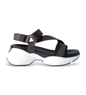 Michael Kors para mujer. 43S6BWFA1B Sandalias monograma marrón (37), 3 a 5cm, Velcro, Casual