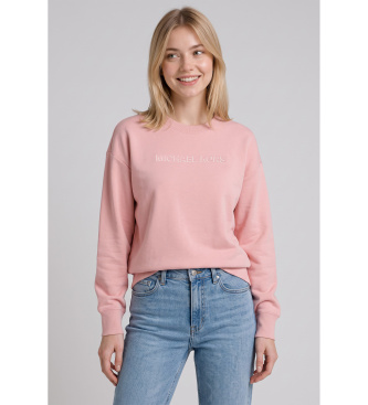 Michael Kors Sudadera de algodón con logotipo en relieve rosa