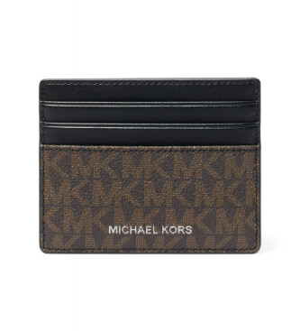 Michael Kors para hombre. 39F9LGYD2B Tarjetero Greyson grande con logotipos marrón, negro (OSFA), Casual, Lona