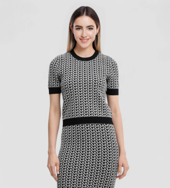 Michael Kors Para Mujer. MT56198HQG Top Jacquard Ss Crew Negro (M), Casual, Viscosa, Manga Corta-image