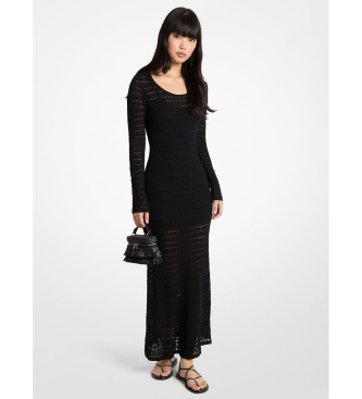 Para mujer. MS683DS5ZV Vestido maxi de punto pointelle elástico (S), Casual, Viscosa, Manga larga