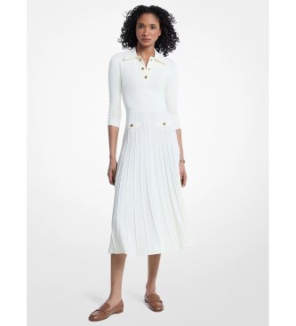 Michael Kors Vestido tipo polo de punto elástico blanco roto