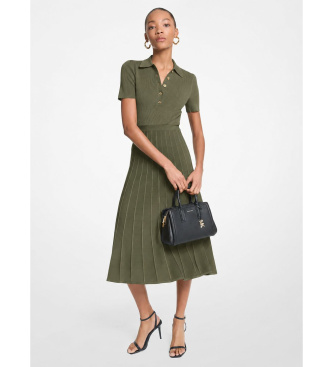 Michael Kors Vestido midi tipo polo de punto elástico acanalado verde