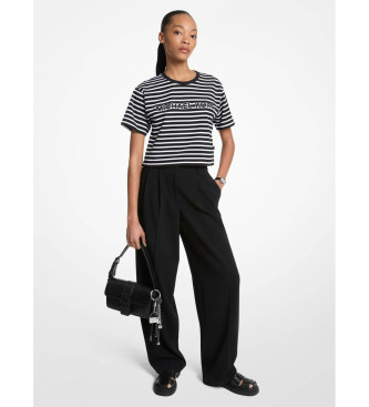 Michael Kors Para Mujer. MT551R9HM7 Camiseta Corta De AlgodóN A Rayas Con Logotipo Negro (M), Casual, Manga Corta-image