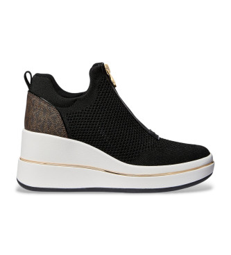 Michael Kors Para Mulher. 43R6EMFP3D Emmy Mesh Zip-Up Sneakers Castanho, Preto (40), 3 A 5Cm, ZíPer, Casual-image