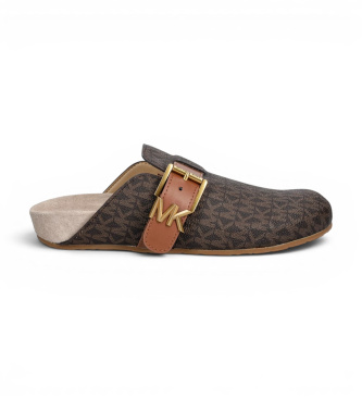 Michael Kors para mujer. 40T6GRFP1B Zapatos Greta con logotipo marrón (36), Plano, Ninguno, Casual