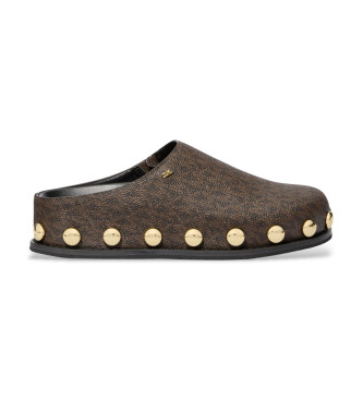 Michael Korsvoor vrouwen. 40R6HLFP1B Bruine klompen met monogram (40), Plat, Geen, Casual