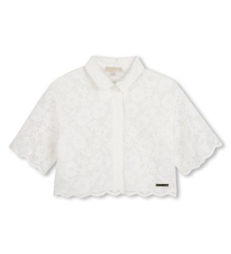 Michael Kors para niña. R30645 Camisa Guipur blanco (14años= 162cm), Casual, Algodón, Manga corta, moda infantil