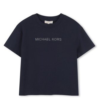 Michael Kors para niña. R30602 Camiseta Sencilla marino (14años= 162cm), Casual, Manga corta, Algodón Orgánico, moda infantil