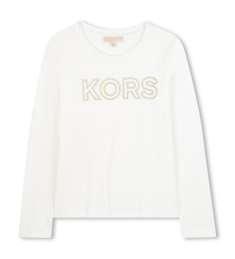 Michael Kors unisex para niños. R30491 Camiseta M.L. blanco roto (4Años= 102cm), Casual, Algodón, Manga larga, moda infantil