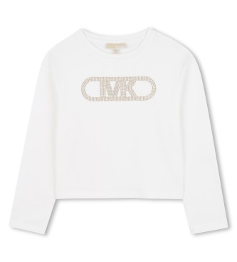 Michael Kors para niña. R30495 Camiseta MK blanco roto (14años= 162cm), Casual, Algodón, Manga larga, moda infantil