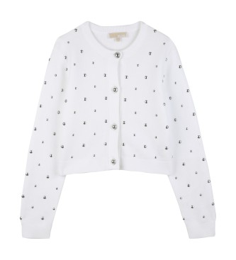 Michael Kors para niña. R30582 Chaqueta de punto blanco (12Años= 150cm), Casual, Algodón, Clásico, moda infantil