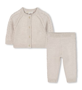 Michael Kors unisex para niños. R30505 Conjunto Ensemble Tricot beige (6meses= 68cm), Casual, Algodón, Manga larga, moda infantil