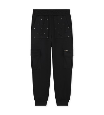 Michael Kors para niña. R30446 Pantalón Jogging negro (6años= 114/119cm), Casual, Poliéster, moda infantil