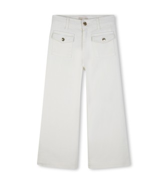 Michael Kors para niña. R30576 Pantalón Sarga blanco (10Años= 138cm), Casual, Algodón, moda infantil