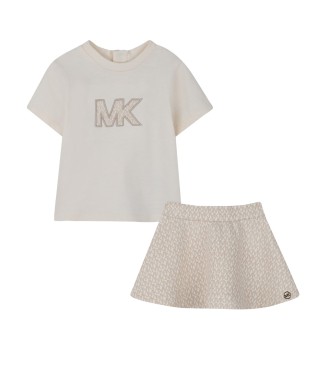 Michael Kors para niña. R30547 Conjunto Tone beige (12meses= 74cm), Casual, Algodón, Manga corta, moda infantil