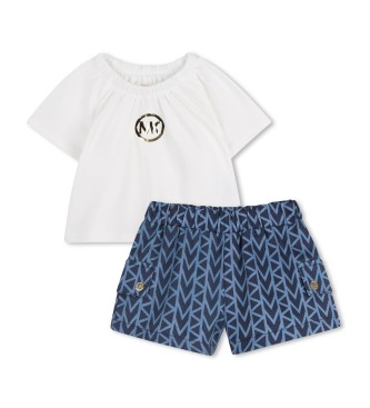 Michael Kors para niña. R30614 Conjunto Clean marino (18meses= 81cm), Blanco, Casual, Algodón, moda infantil