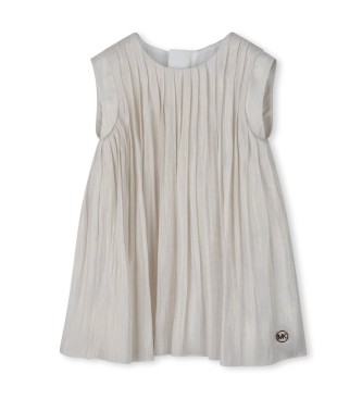 Michael Kors para niña. R30551 Vestido Ceremonia dorado (3años= 98cm), Fiesta, Sin mangas / Tirantes, Poliéster Reciclado, moda infantil