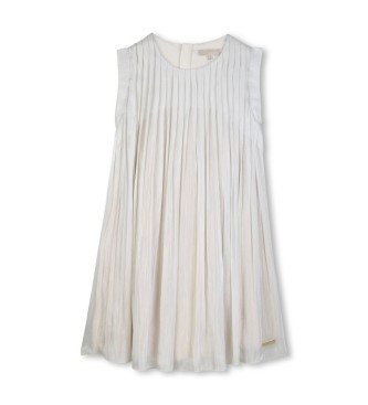 Michael Kors para niña. R30591 Vestido Delicado blanco (6años= 114/119cm), Casual, Fiesta, Sin mangas / Tirantes, Poliéster Reciclado, moda