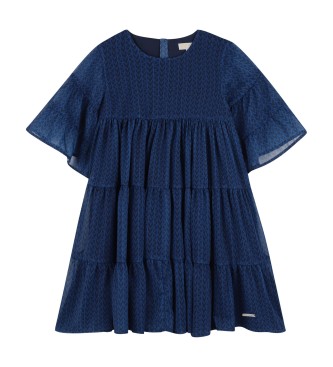 Michael Kors para niña. R30596 Vestido Crepé marino (6años= 114/119cm), Casual, Algodón, Manga corta, moda infantil