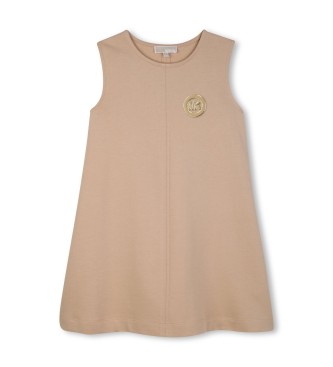 Michael Kors para niña. R30595 Vestido Felpa Francesa beige (12Años= 150cm), Casual, Sin mangas / Tirantes, Algodón Orgánico, moda infantil