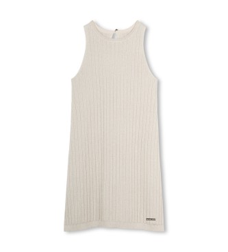 Michael Kors para niña. R30612 Vestido Sin Mangas beige (4años= 102cm), Casual, Algodón, Sin mangas / Tirantes, moda infantil