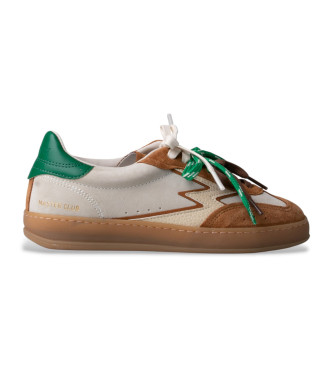 MOA Concept para mujer. CL264 Zapatillas de Piel Club beige (38), Plano, Cordones, Casual