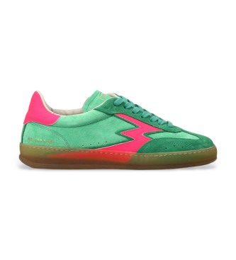 MOA Concept para mujer. CL043 Zapatillas de Piel Club verde (37), Plano, Cordones, Casual