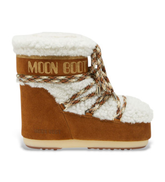 Moon Boot para mujer. 80D1409580 Botas de piel Lab69 Icon Low marrón de lana (42/44), Plano, Cordones, Casual, Nieve