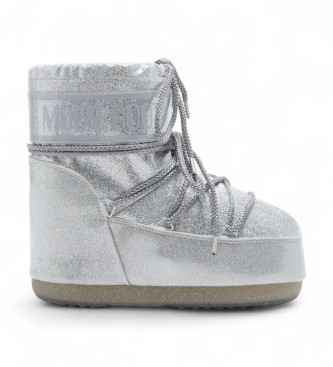 Moon Boot para mujer. 80D1409440 Botas Icon Low Glitter plateado (36/38), Plata, Plano, Cordones, Casual
