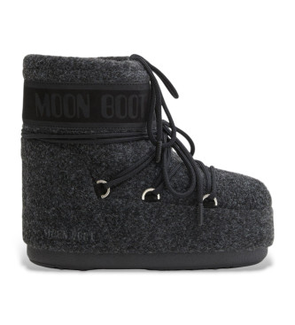 Moon Bootvoor vrouwen. 80D1409590 Icon Low Felt leren enkellaarsjes zwart (42/44), Leer, Plat, Veters, Casual