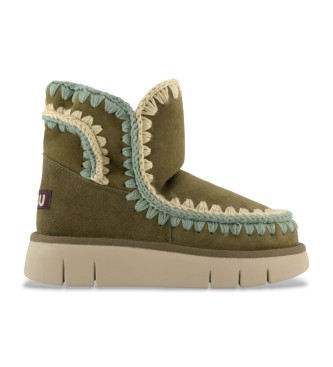 Mou para mujer. MU.FW531025A Botas de piel Bounce overstitching verde (38), Plano, Ninguno, Casual