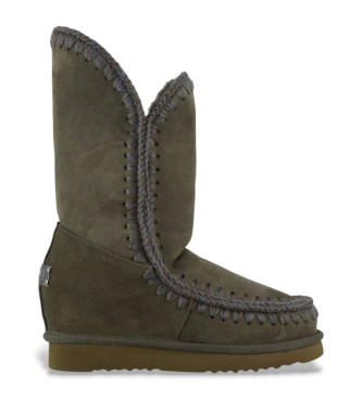Mou para mujer. MU.FW121001A Botas de piel Eskimo inner wedge tall verde (38), 3 a 5cm, Ninguno, Casual