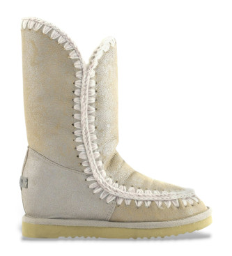 Mou para mujer. MU.FW121001B Botas de Piel Eskimo inner wedge tall dorado, beige (37), 3 a 5cm, Ninguno, Casual