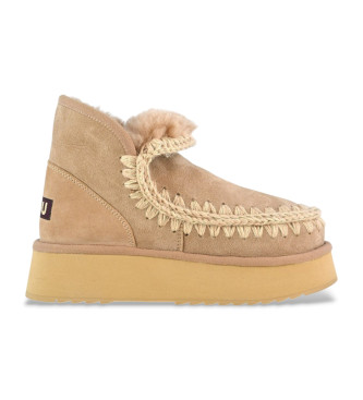 Botines de piel Mini Eskimo Platform marrón (39), Plano, Ninguno, Casual