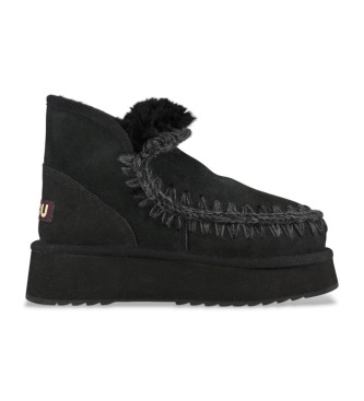 Mou para mulher. MU.FW681000A Botins em pele Mini Eskimo Platform preto (39), Couro, 8 a 10cm, Nenhum, Casual