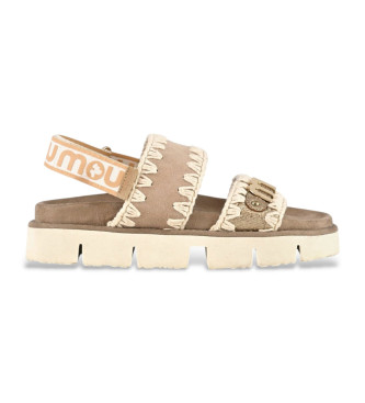Mou para mujer. MU.SW461001C Sandalias Bio taupe (36), Plano, Velcro, Casual