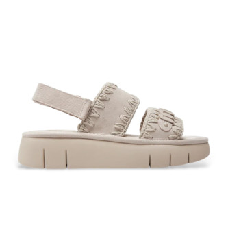 Mou para mujer. MU.SW531001A Sandalias de Piel Monocromo beige (41), 3 a 5cm, Velcro, Casual
