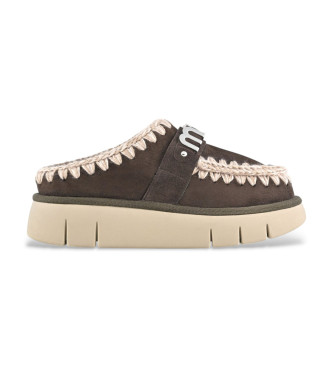 Mou para mujer. MU.FW531001A Zuecos de Piel Bounce marrón (37), Plano, Ninguno, Casual