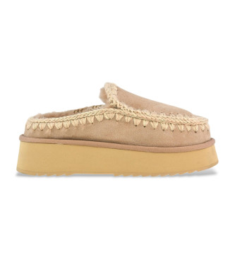 Zuecos de piel Clog Eskimo Platform beige (37), más de 10cm, Ninguno, Casual, Mou outlet 2024.