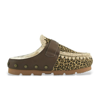 Mou para mujer. MU.FW431009D Zuecos de Piel Ponyskin animalprint (40), Plano, Ninguno, Casual, Animal print