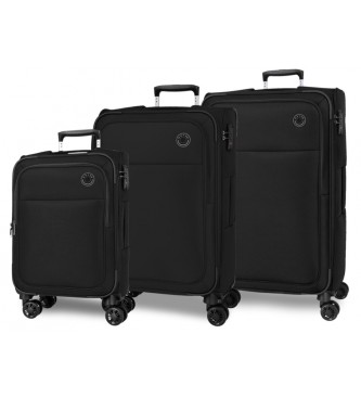 Movom unisex. 5318421 Juego de maletas Atlanta 56 - 66 - 77 cm negro (OSFA), Casual, Poliéster, Grande, Mediano, Cabina, Movom outlet 2024.